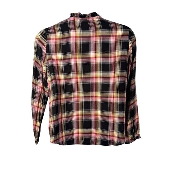 Cloth & Stone for Anthropologie Top Large Soft Flannel Plaid Ruffle Trim Charley - Picture 5 of 16